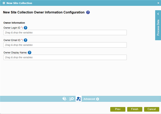 New Site Collection Owner Information Configuration screen