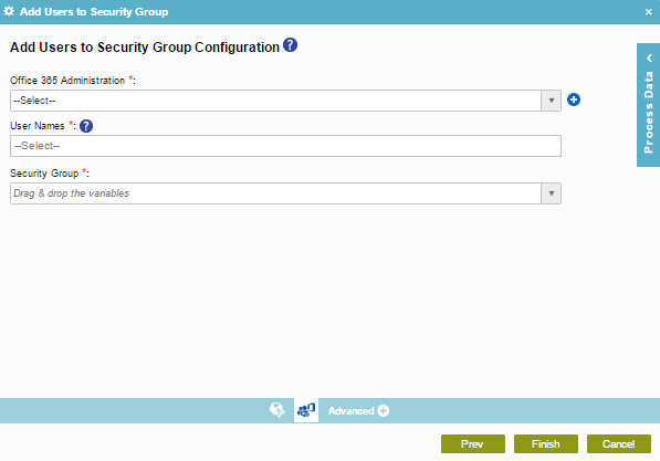 Add Users to Security Group Configuration screen