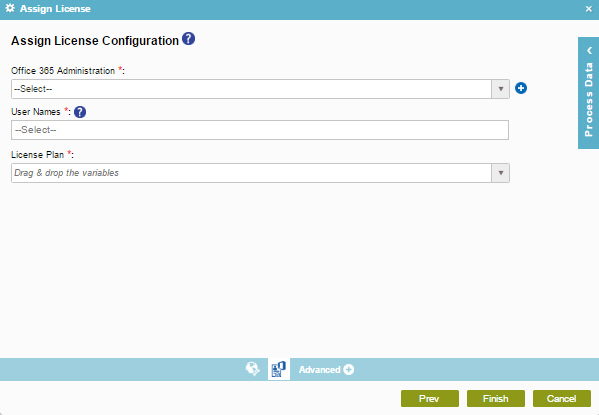 Assign License Configuration screen