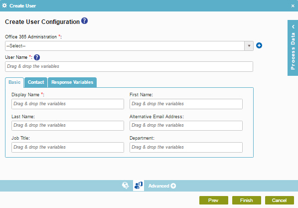 Create User Configuration Basic tab