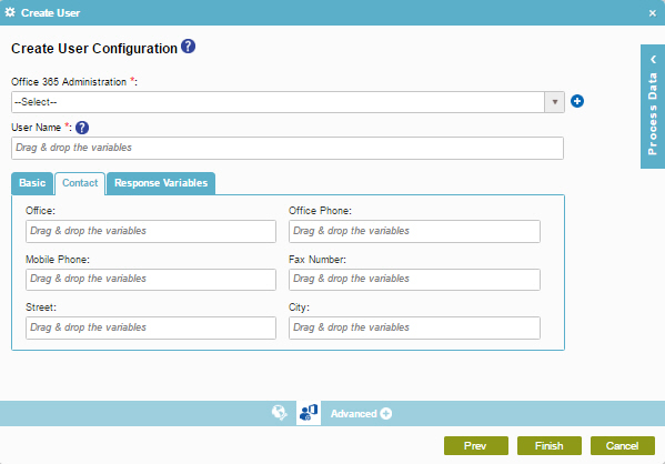 Create User Configuration Contact tab