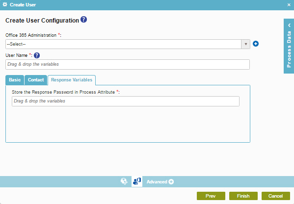 Create User Configuration Response Variables tab