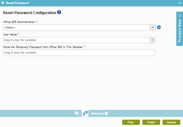 Reset Password Configuration screen