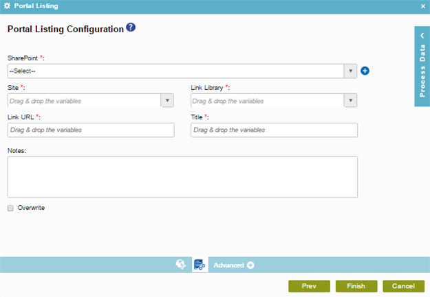 Portal Listing Configuration screen