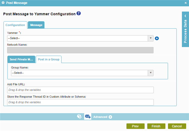 Post Message to Yammer Configuration Post in a Group tab