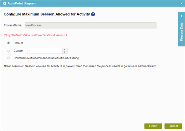 Configure Maximum Session Allowed for Activity screen