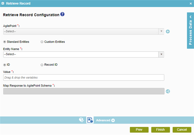 Retrieve Record Configuration screen