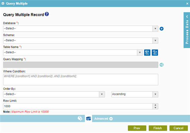 Query Multiple Record screen