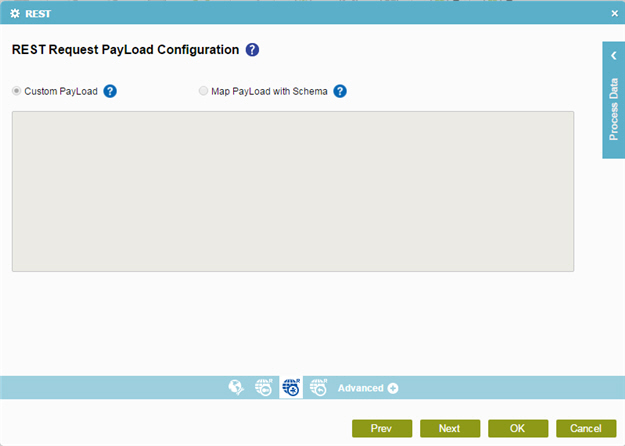 REST Request PayLoad Configuration screen