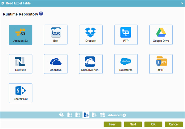 Runtime Repository screen