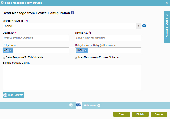 Read Message from Device Configuration screen