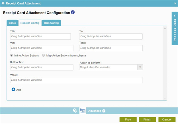 Receipt Card Attachment Configuration Receipt Config tab