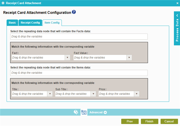 Receipt Card Attachment Configuration Item Config tab