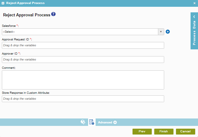 Reject Approval Process screen