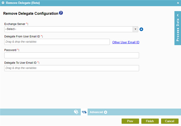 Remove Delegate Configuration screen