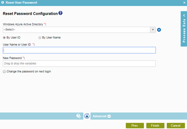 Reset Password Configuration screen