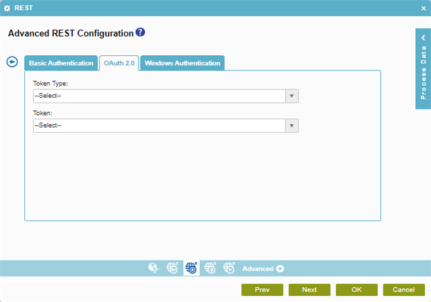 Advanced REST Configuration Authentication OAuth 2 tab