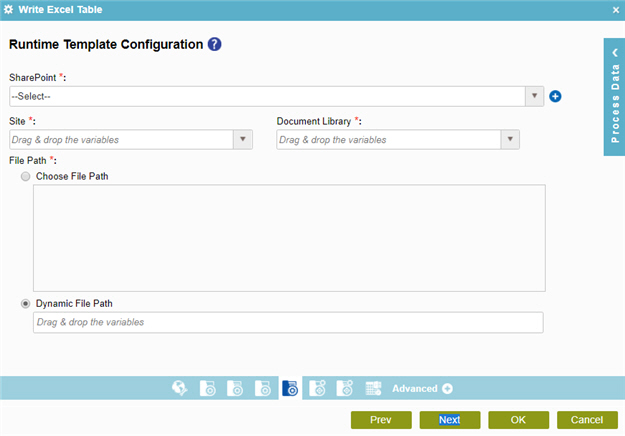 Runtime Template Configuration screen SharePoint