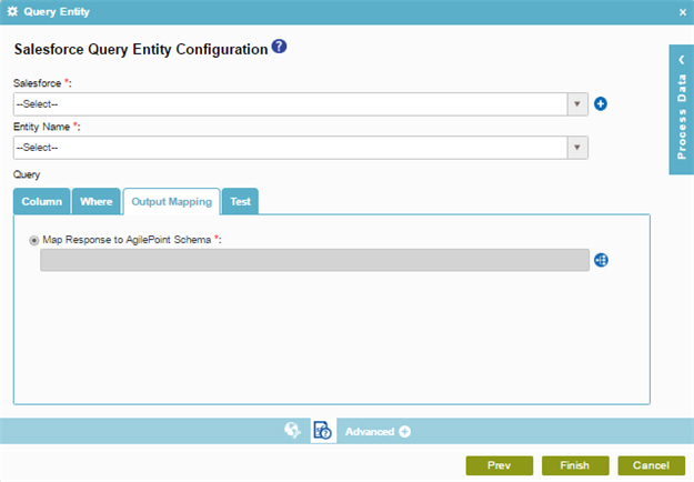 Salesforce Query Entity Configuration Output Mapping tab