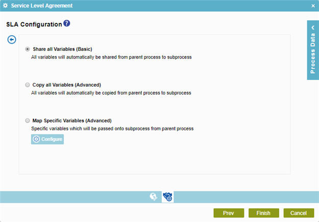 SLA Configuration Mapping Variables screen