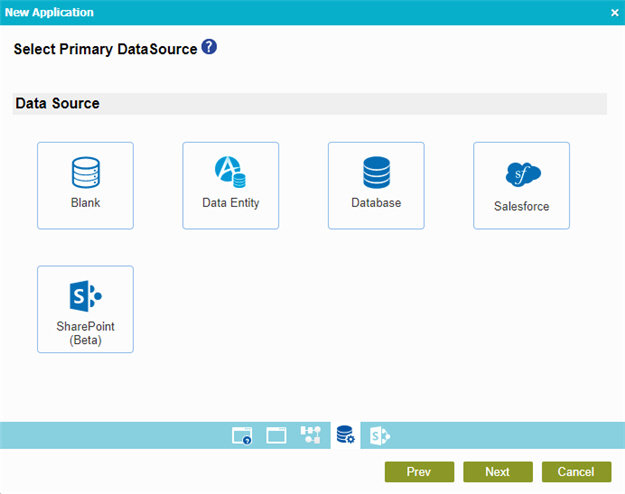 Select Primary Data Source screen
