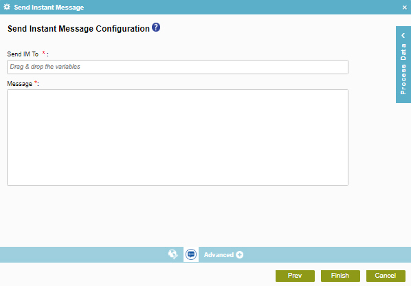 Send Instant Message Configuration screen