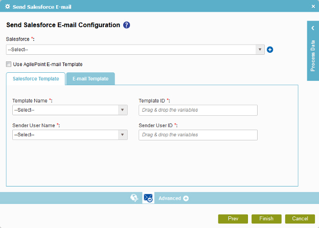 Send Salesforce E-mail Configuration Salesforce Template tab