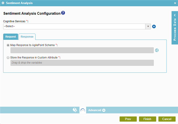 Sentiment Analysis Configuration Response tab