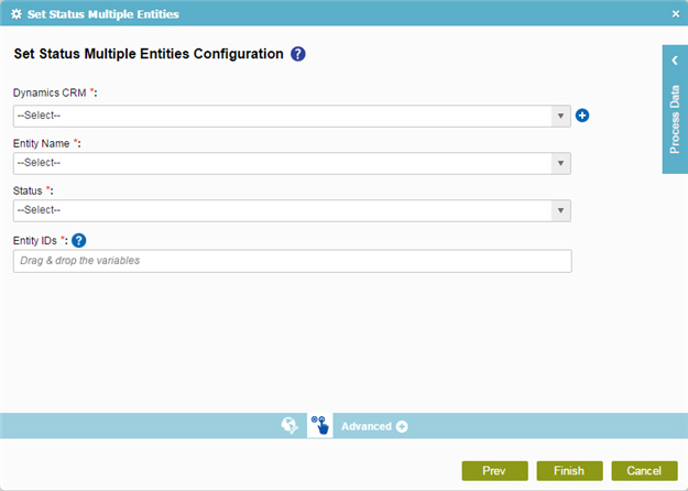 Set Status Multiple Entities Configuration screen