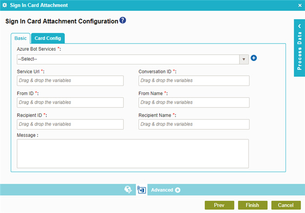 Sign In Card Attachment Configuration Basic tab