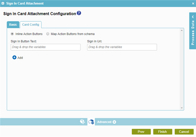Sign In Card Attachment Configuration Card Config tab