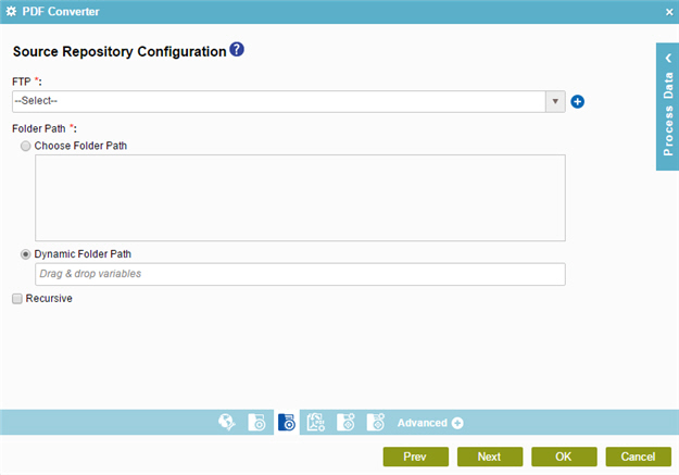 Source Repository Configuration screen FTP