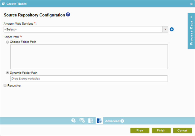 Source Repository Configuration screen Amazon S3