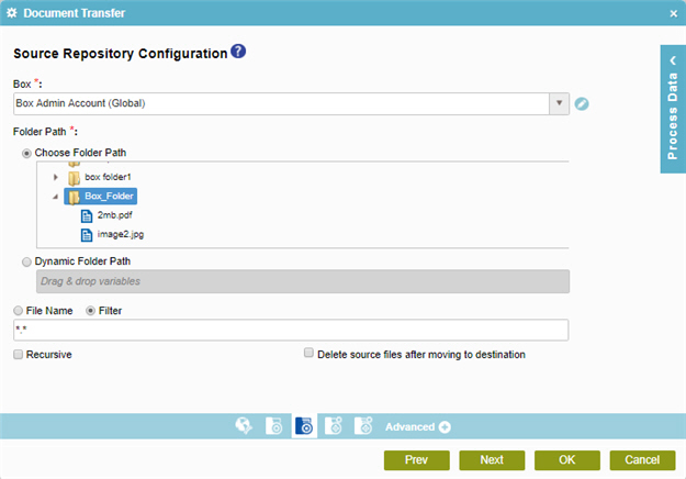 Source Repository Configuration screen Box