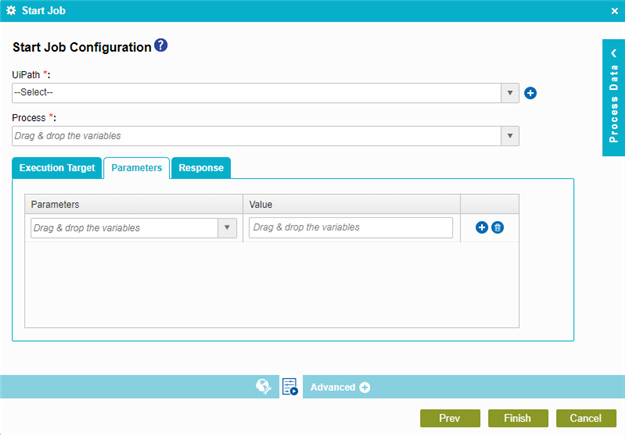 Start Job Configuration Parameters tab