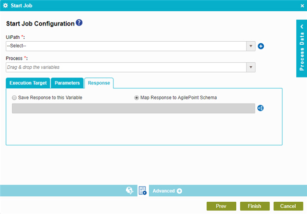 Start Job Configuration Response tab