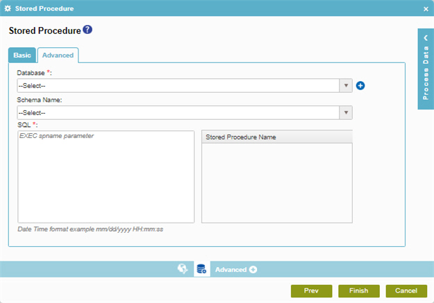 Stored Procedure Advanced tab