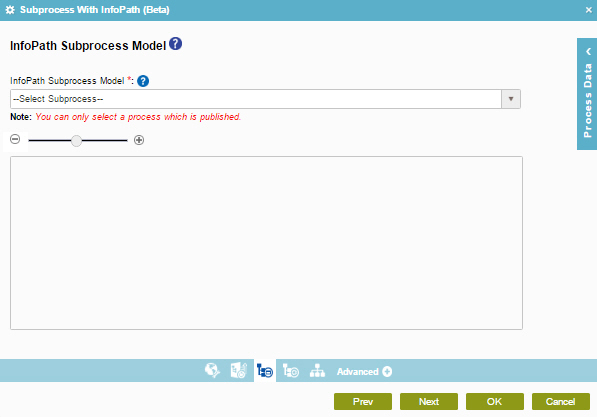 InfoPath Subprocess Model screen