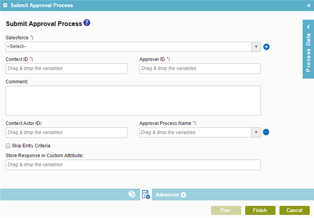 Submit Approval Process screen