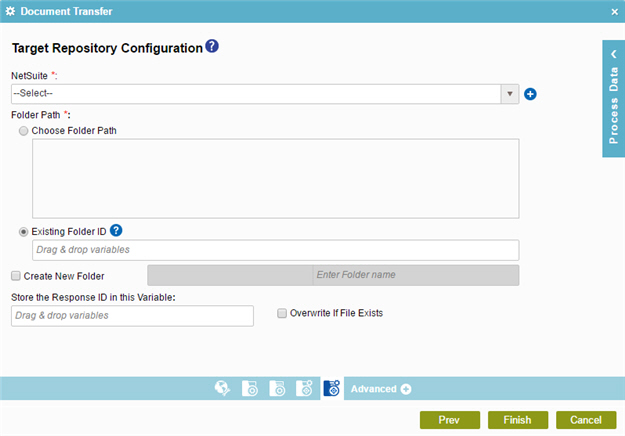 Target Repository Configuration screen NetSuite