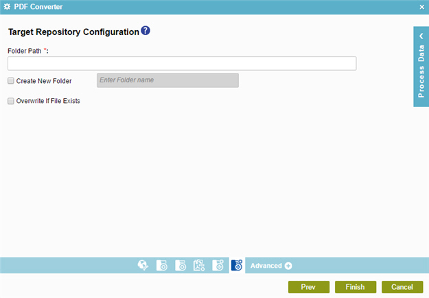 Target Repository Configuration screen File System