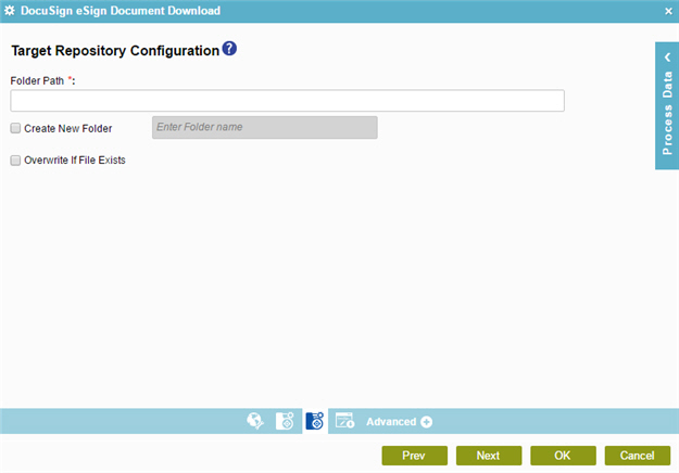 Target Repository Configuration screen File System