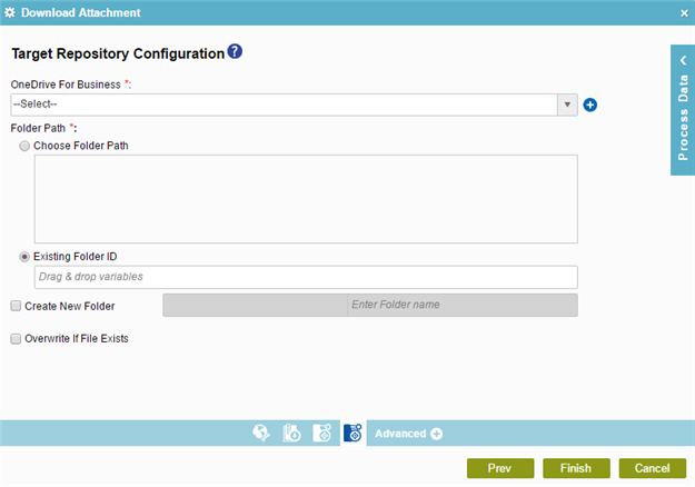 Target Repository Configuration screen OneDrive For Business