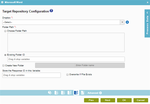 Target Repository Configuration Dropbox Microsoft Word