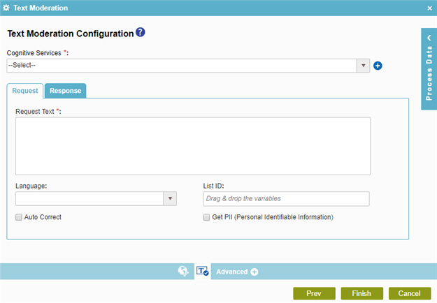 Text Moderation Configuration screen