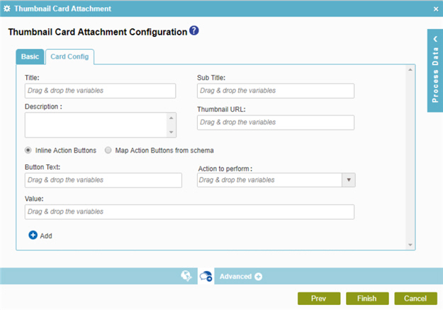 Thumbnail Card Attachment Configuration Card Config tab