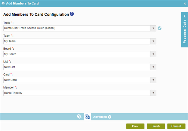 Add Members To Card Configuration screen
