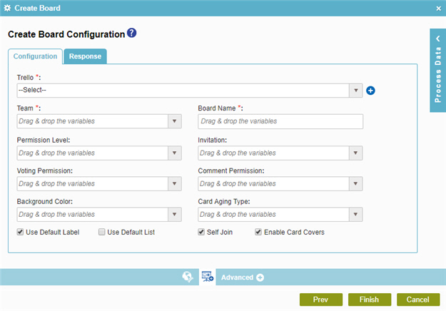 Create Board Configuration Configuration tab