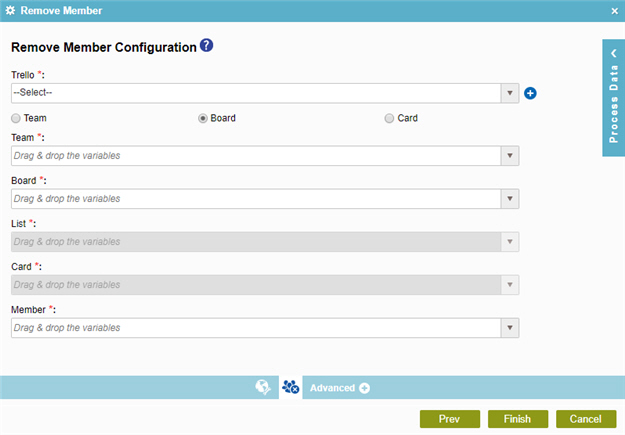 Remove Member Configuration Board screen