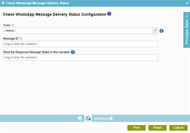 Check WhatsApp Message Delivery Status Configuration screen